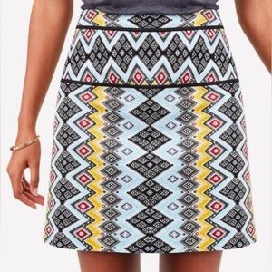 LOFT Southwestern Geometric Aztec Chevron Print Lined Mini Skirt size 8 NWT
